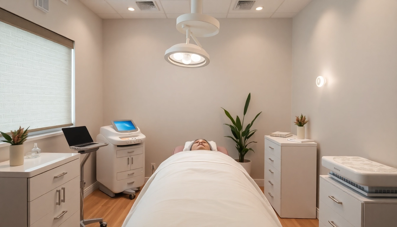 Behandlung zur Hautverjüngung in einer modernen Klinik mit ruhiger Atmosphäre