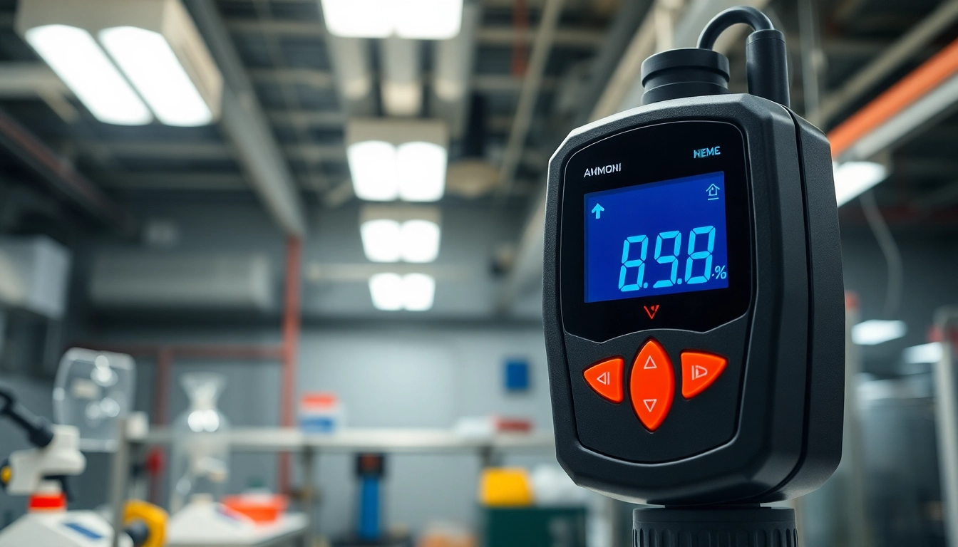 Ammonia detector displayed in a modern laboratory setting, emphasizing its advanced features.