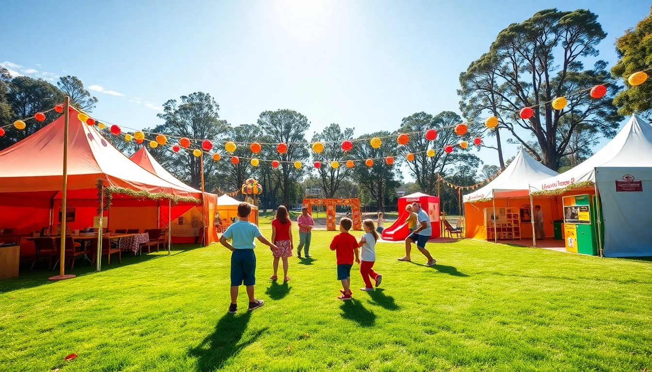Engaging activities at a wildfire event in Perth, featuring vibrant setups and happy children.