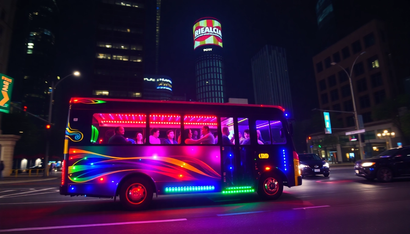 Experience the excitement of an atlanta party bus filled with joyful passengers celebrating together.