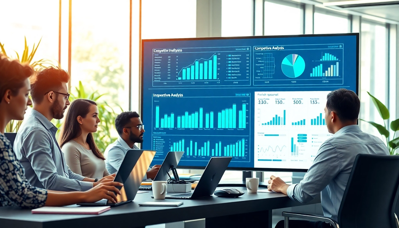 Analyze competitive intelligence strategies in a professional office environment.