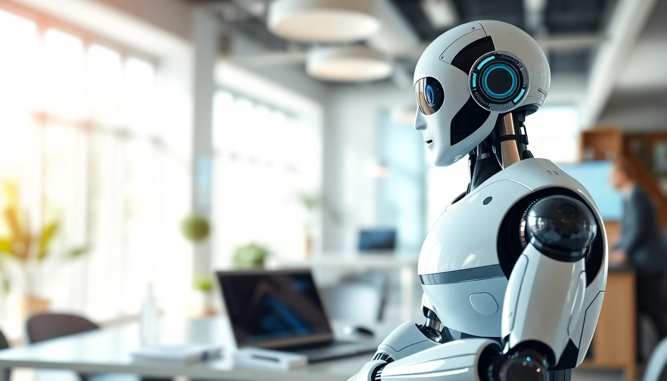 Engaging AI bot for websites providing user interaction in a professional office setting.