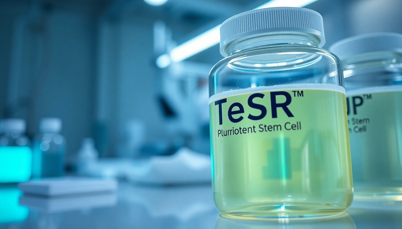 All check: Analyze the TeSR™ media formulation in a bright lab setting highlighting advanced stem cell research.