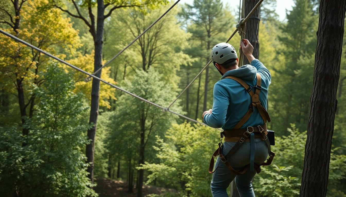 Experience thrilling ZIP WIRE KITS in a natural setting with climbers in action.