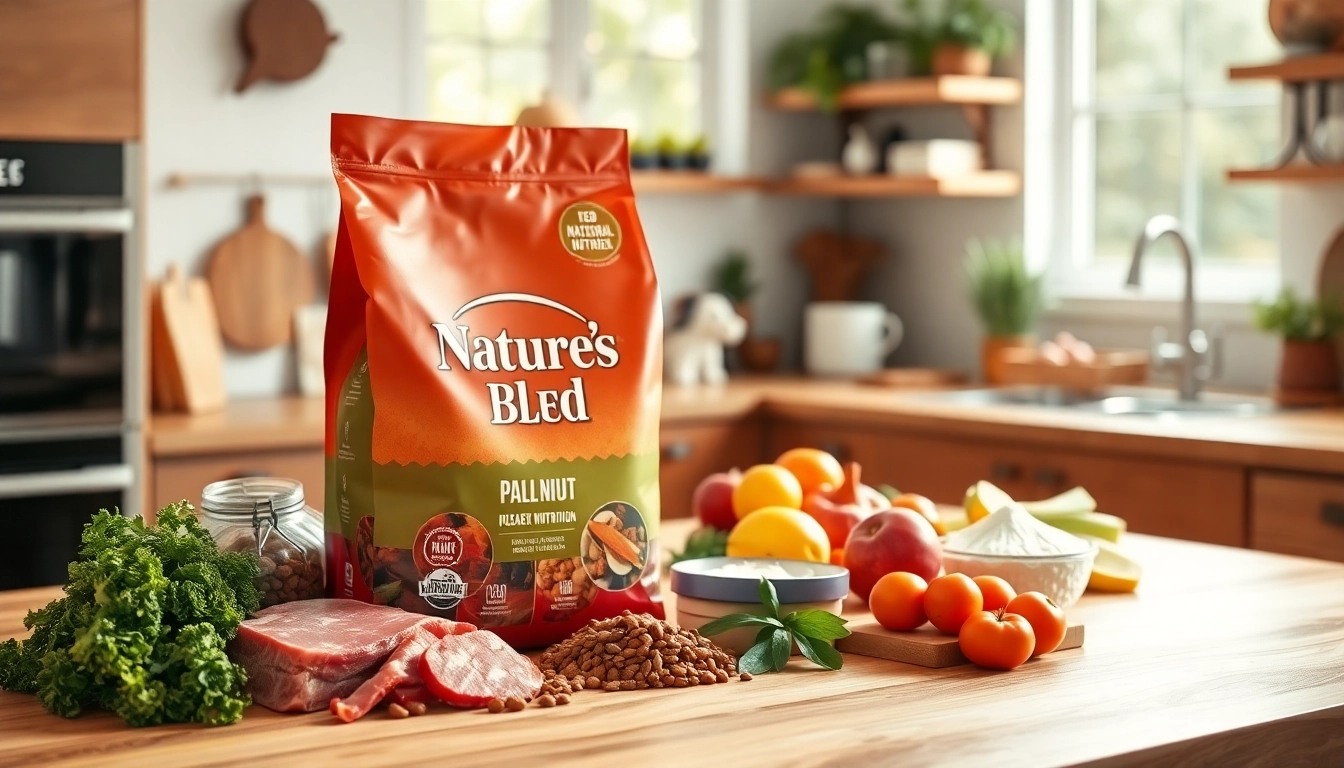 Showcase Nature's Blend dog food Canada with fresh ingredients, emphasizing quality nutrition.