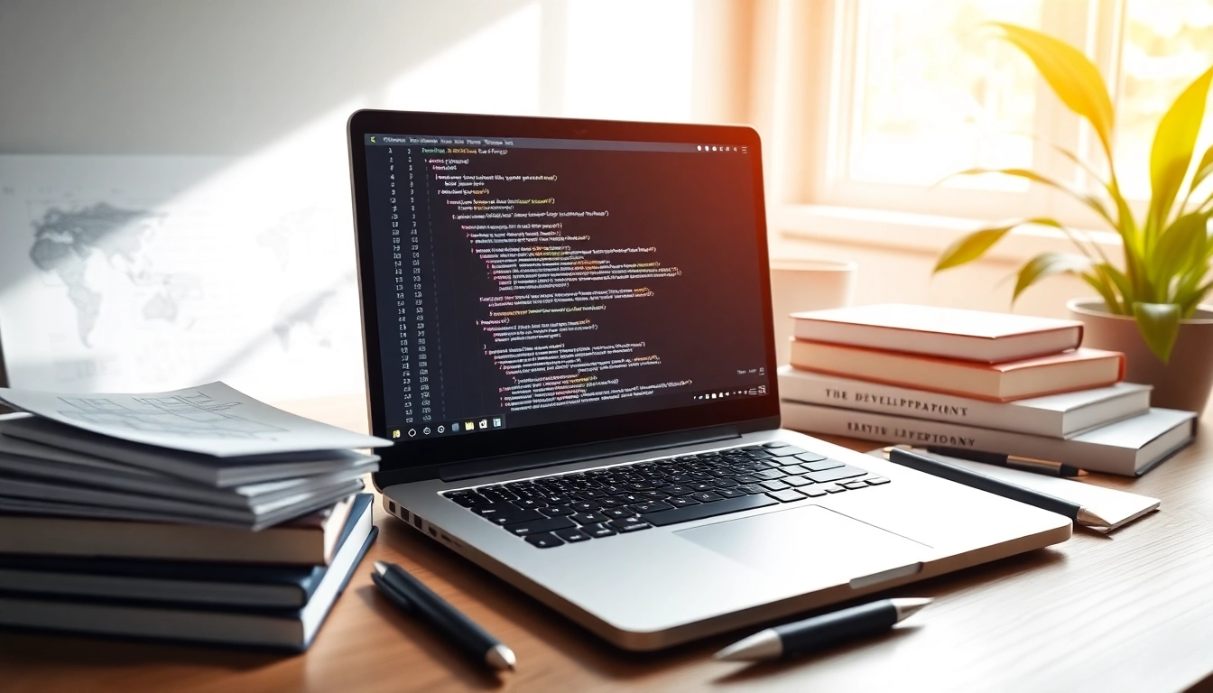 Enhance your web development skills with a modern workspace showcasing coding tools and design elements.