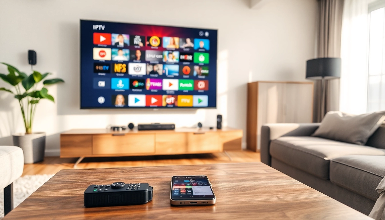 Comprar IPTV en un entorno moderno con TV y aplicación en el teléfono inteligente