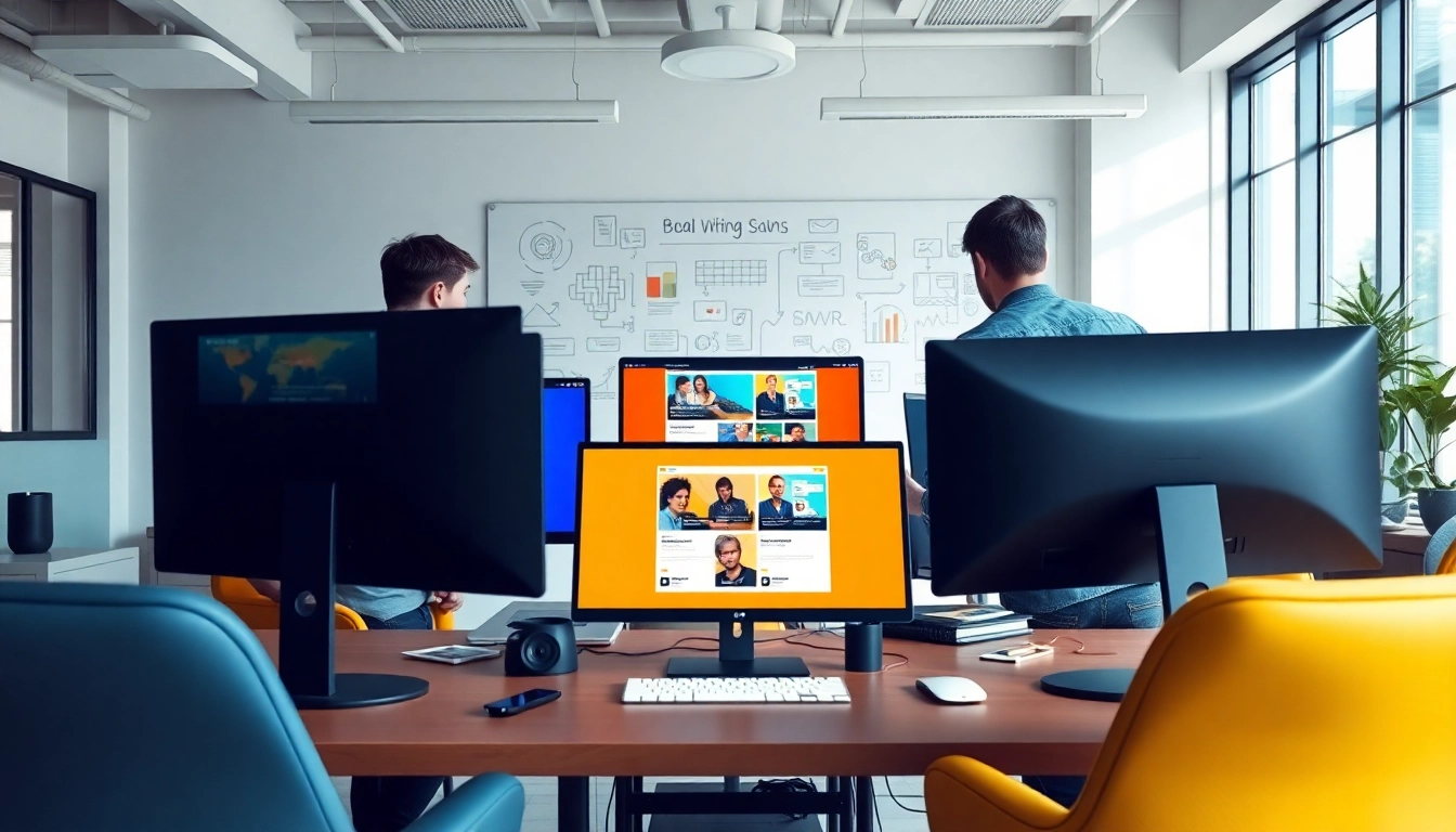 Collaborative scene of kansas city web design companies illustrating modern design processes.