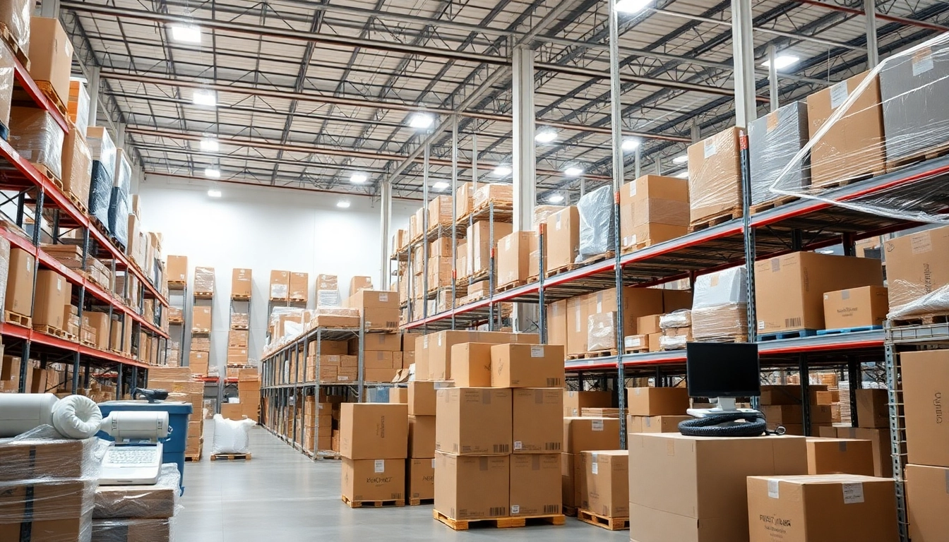 Enhance your FBA wholesale operations in a professional warehouse environment showcasing efficient product organization.