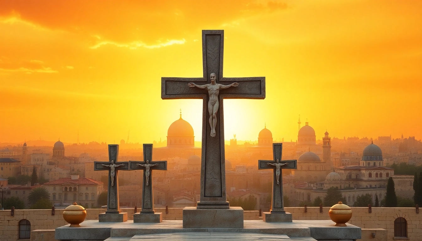 Admire Jerusalem crosses showcasing craftsmanship and history amidst a Jerusalem sunset backdrop.