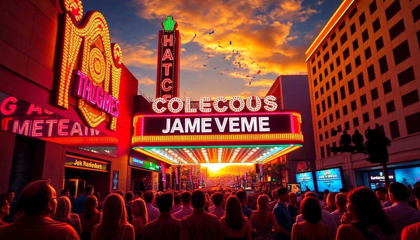 Experience the vibrant energy of a matinee vegas show, with elegant audiences and dazzling theater lights.